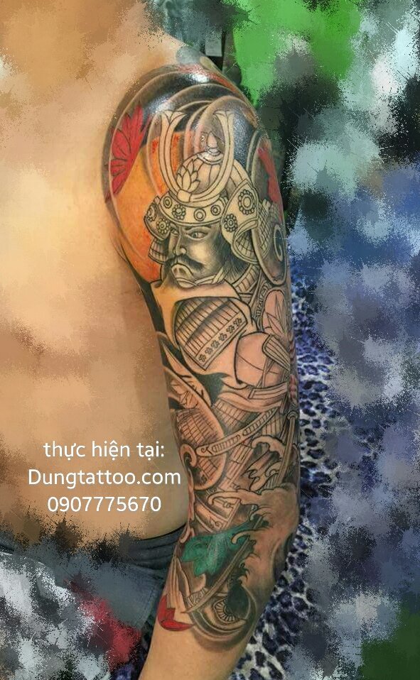 Hình xăm cánh tay chiến binh samurai Chính dũng tattoo xăm tuần trước 0907775670